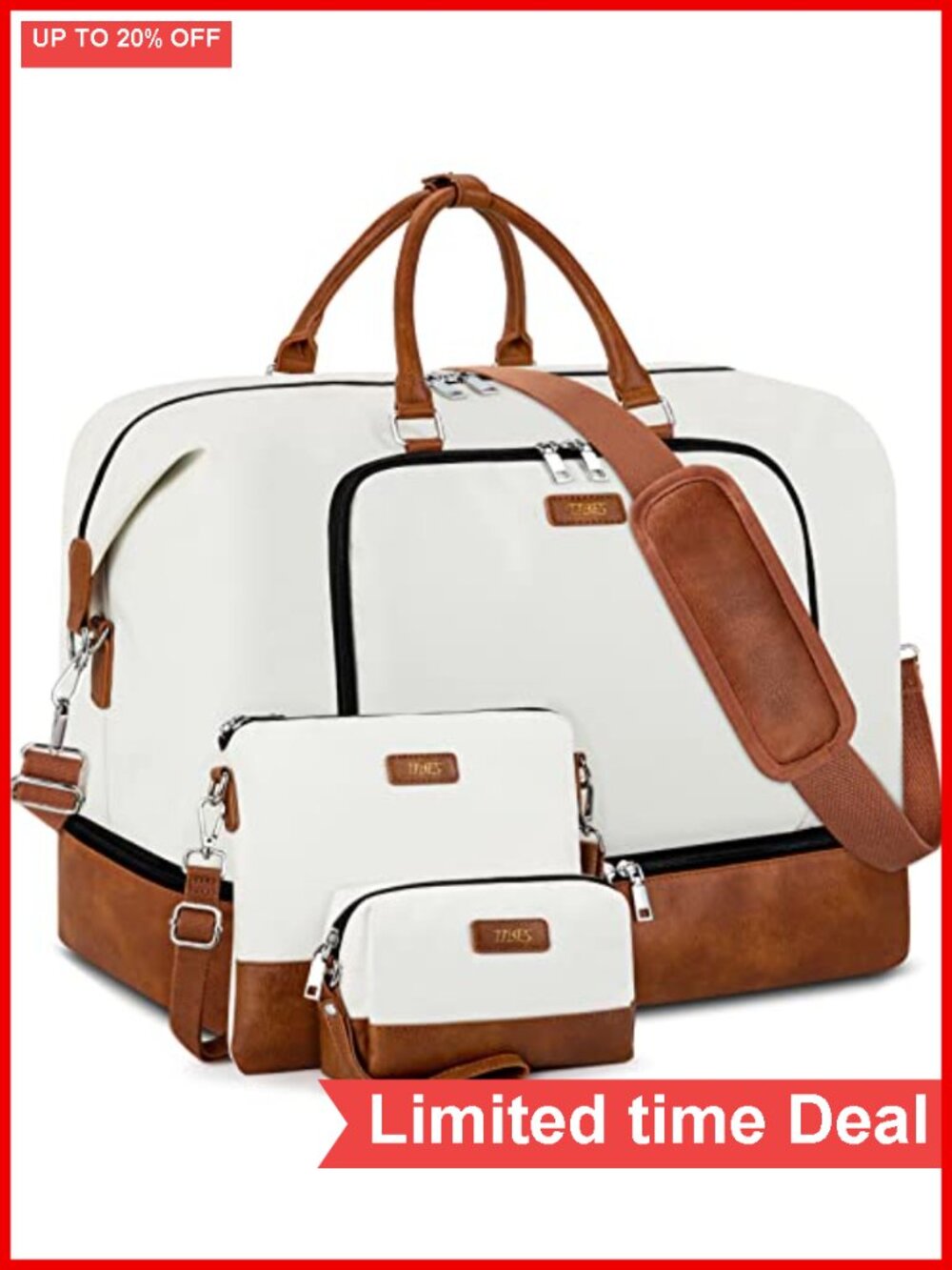 TIBES Travel Weekender Bag for Women Overnight with Shoe Compartment